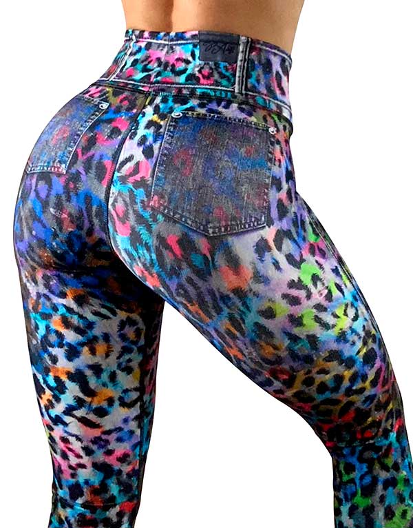 Multicolor Cheetah Denim Leggings