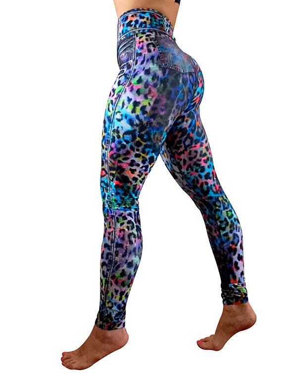 Multicolor Cheetah Denim Leggings
