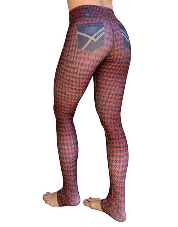 Rusty-Denim Houndstooth Leggings