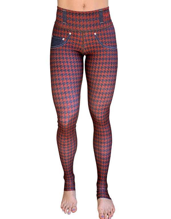 Rusty-Denim Houndstooth Leggings