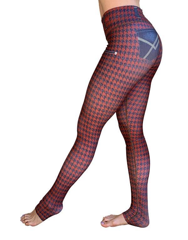 Rusty-Denim Houndstooth Leggings