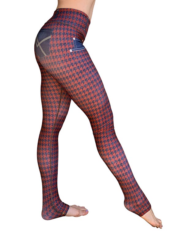 Rusty-Denim Houndstooth Leggings