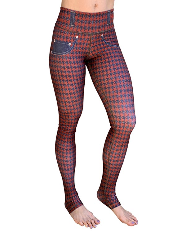 Rusty-Denim Houndstooth Leggings