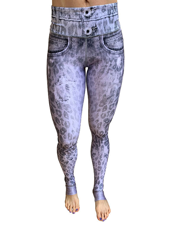 Gray Denim Cheetah Leggings