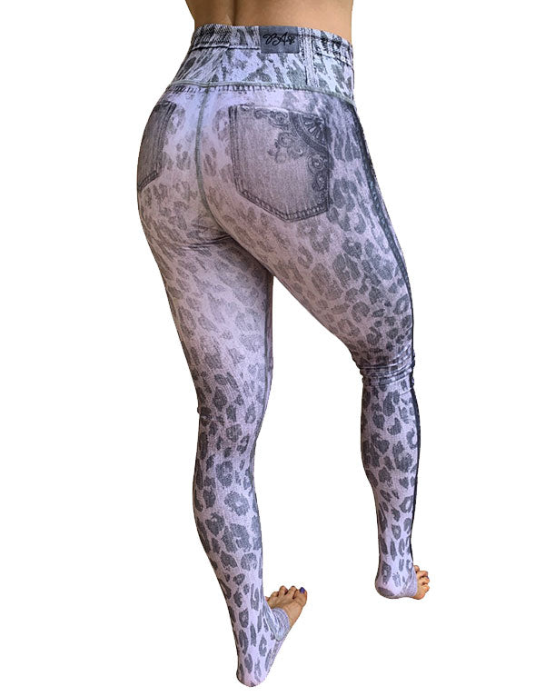 Gray Denim Cheetah Leggings