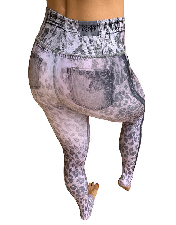 Gray Denim Cheetah Leggings
