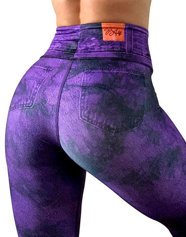 Purple Tye Dye Denim Leggings
