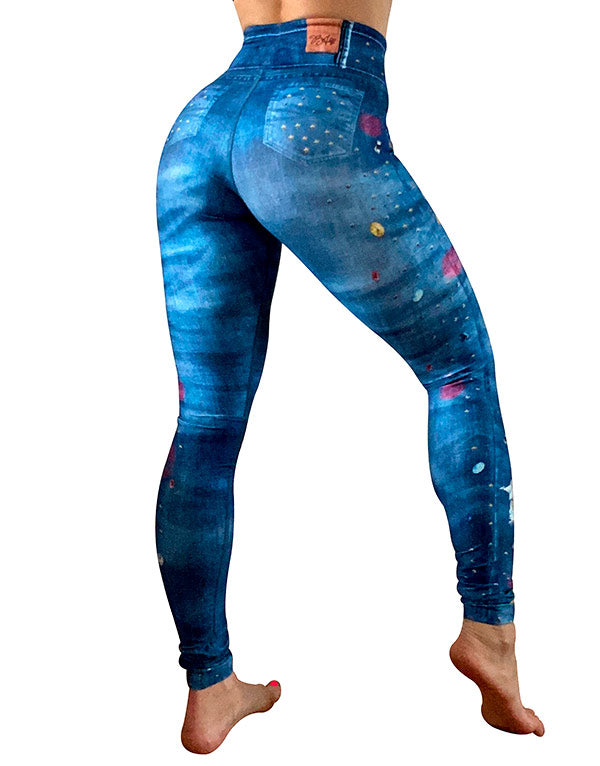 Galaxy Leggings, Yoga Space Print Pants, Blue Cosmic Celestial Constel | Galaxy  leggings, Printed pants, Star leggings