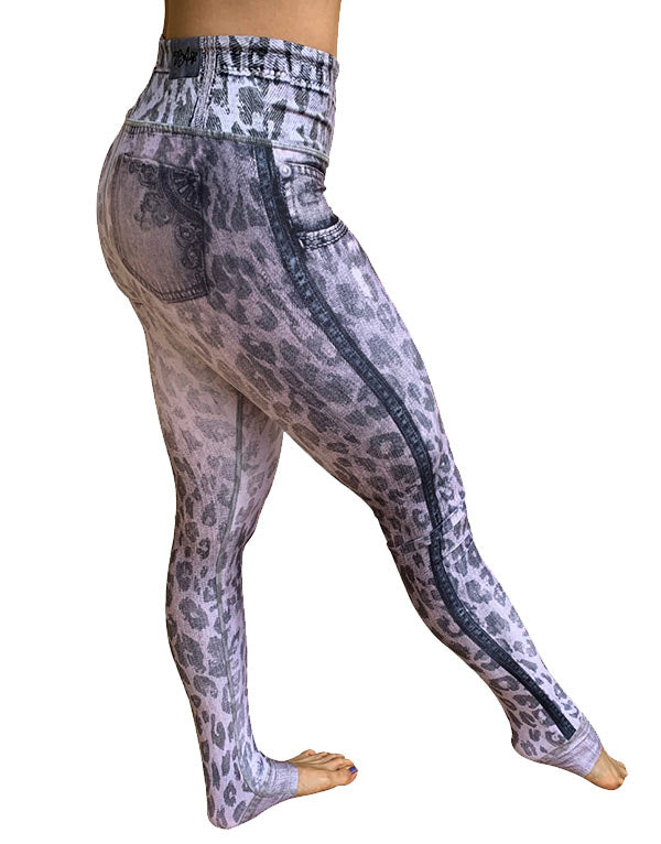 Gray Denim Cheetah Leggings
